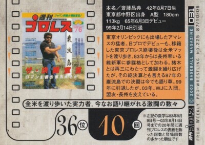 Masa Saito 2003 BBM Pro Wrestling 20th Anniversary #031 | eBay