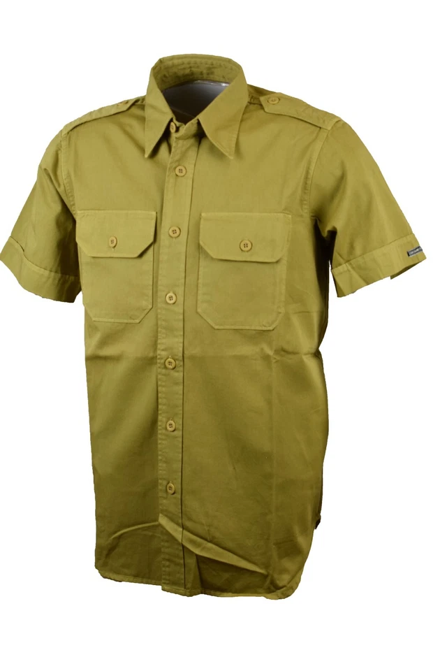 mens shirt shirts short sleeve half military cotton 100 regular fit s m l - Image 4 of 4