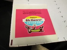 Williamson Candy bar company 1950s OH HENRY Easter Egg vanilla WRAPPER pink