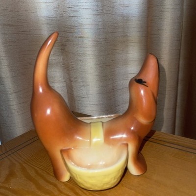 Vintage 1950's A.L. Hirsch Rover Dachshund Ceramic Dresser Caddy Valet Planter 