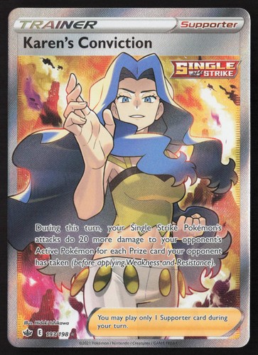 Karen's Conviction 193/198 Full Art Pokemon Chilling Reign NM