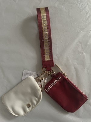 NEW Lululemon Dual Pouch Wristlet Deluxe Red/Gold/Bone