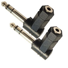 FENGHAISHUN 6.35mm 3 Pole Male to 3.5mm TRS Female Adapter 90 Degree Black