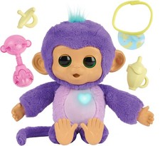Image of Fingerlings Care ‘n’ Cuddles Interactive Baby Monkey, Sunny (Purple), Toys...