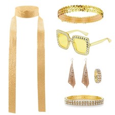 7 Stück 70er 80er Jahre Disco Zubehör Accessoires, Disco Outfit Damen, Glitze...