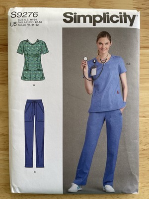 Simplicity S9276 9276 Pattern Nurse Scrubs Top Pants Medical Uniform 16 - 24 UC