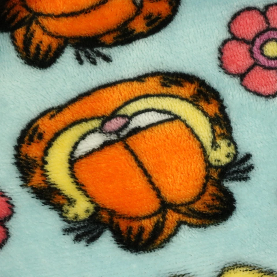 Garfield Flower Power Fuzzy 抓绒睡眠短裤 抽绳 多色 蓝色 M — 第 3/4 张图片