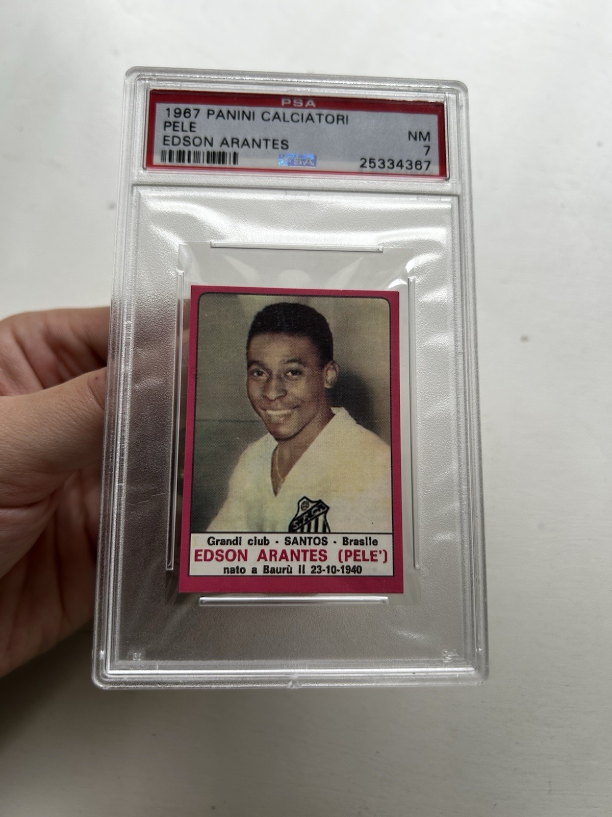 1967 1968 Panini Calciatori PELE PSA 7 NM Set of 2 World Cup BEAUTIFUL LOW POP view 4
