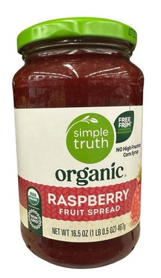 Simple Truth Organic Raspberry Fruit Spread Jar 16.5 oz USDA Organic Non-GMO