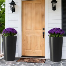 2-Pack Tall Square Black Planter Modern Indoor Outdoor UV Resistant