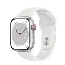 Apple Watch Series 8 (GPS, 41mm) Silver Aluminium Case + White Strap