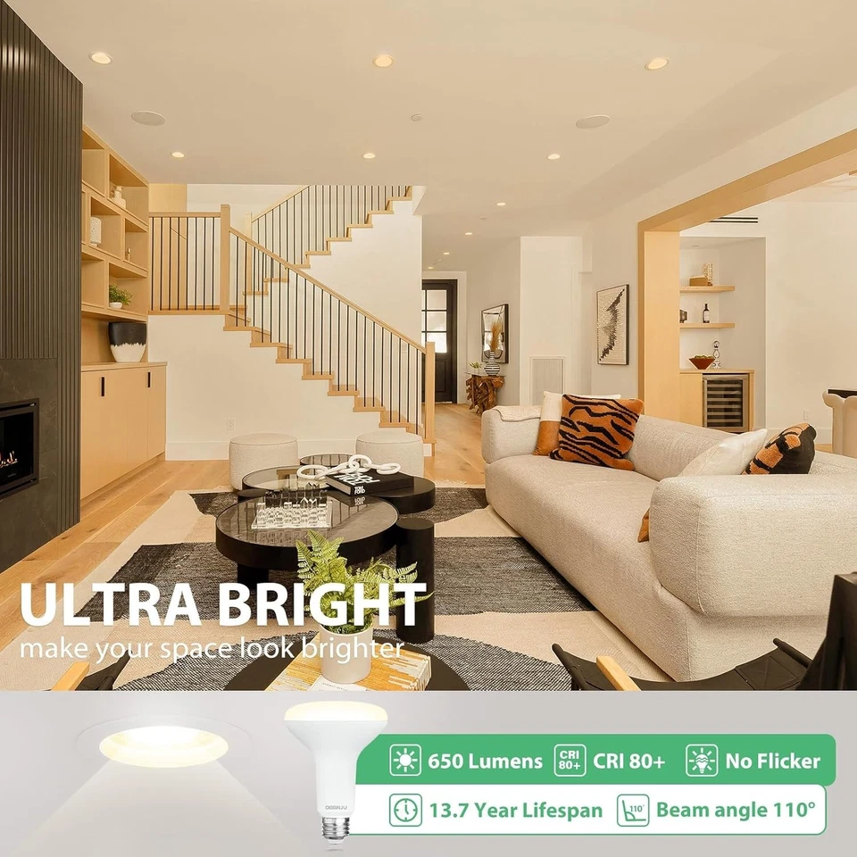 Energy-Saving 24-Pack BR30 LED Bulbs – Dimmable 7W Lighting Solution for Homes - Image 4 of 4