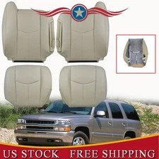 Fit For 2003-06 Chevy Tahoe Leather Driver Passenger Bottom & Top Seat Cover Tan