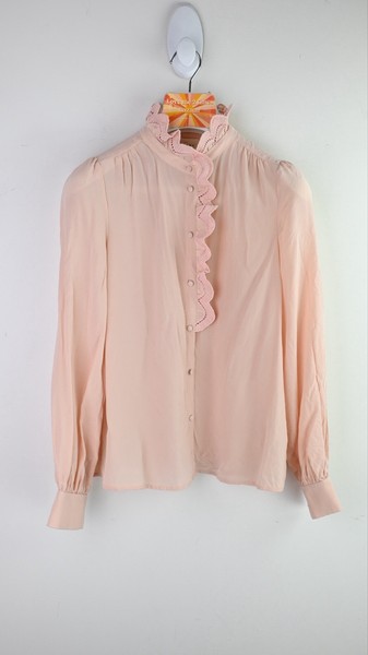 Sézane "Chlo" 100% silk long sleeve blouse in dusty pink size