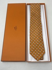 Hermes Mens Silk Tie Orange NWT Saute-Mouton