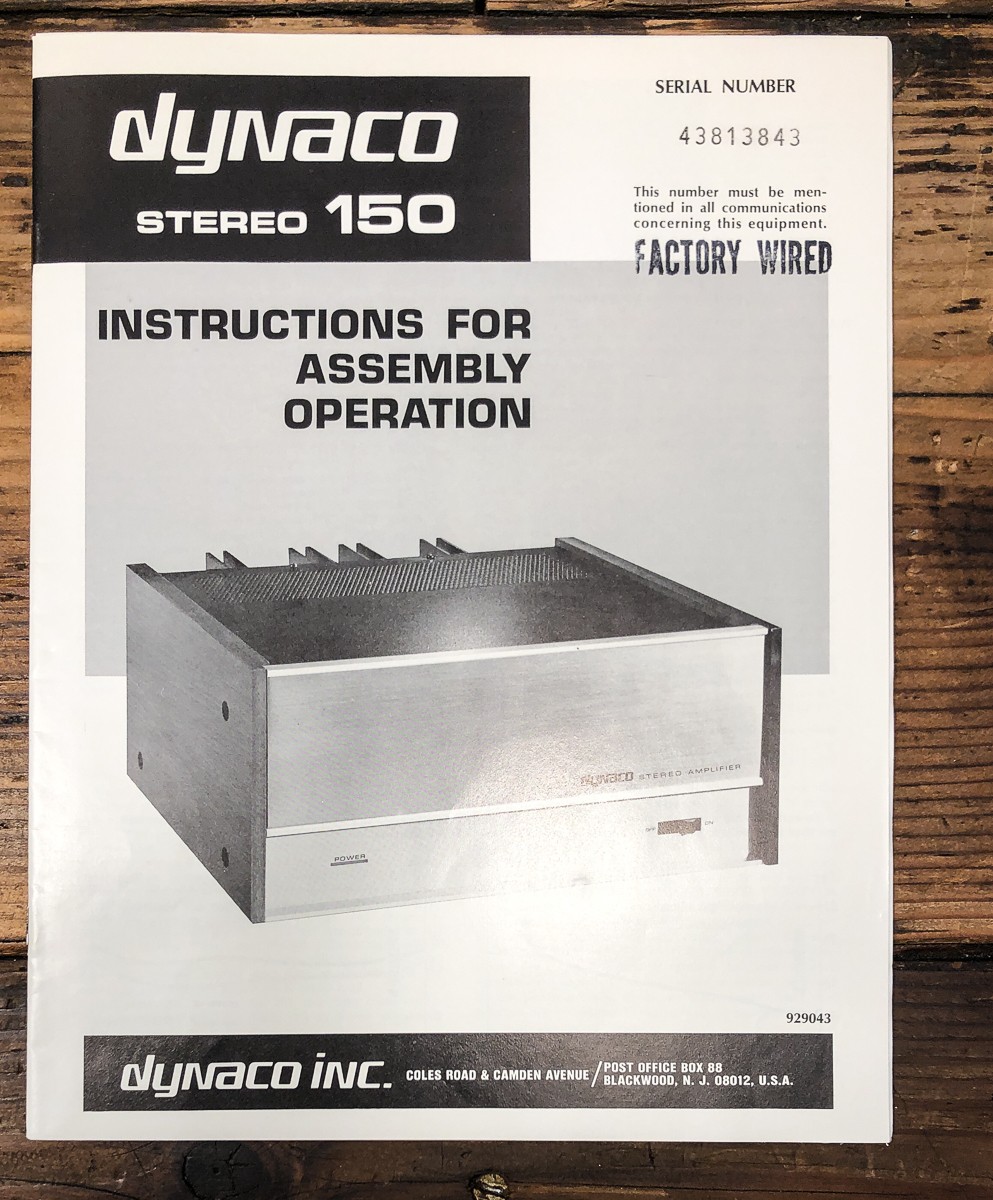 Dynaco  ST-150 Amplifier Owners / User Manual *Original*