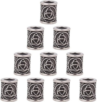 10Pcs Paracord Bead Column Spacer with Trinity Knot Large Hole for Hair, Bear...