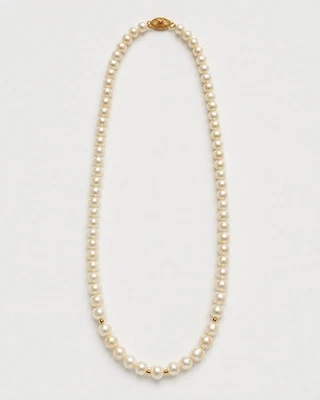 Perlenkette Süßwasserzuchtperle mit 585er Gold Elementen Länge 46cm - Bild 1 von 4