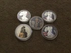Lot Of 5 Colorized Silver Eagles 1986-2026