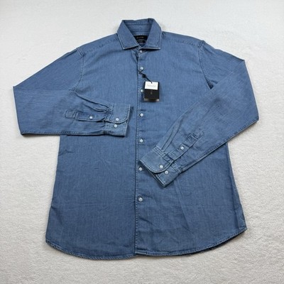 porter and ash Premium Denim Shirt Men s Size M Blue Limited Edition Button Up