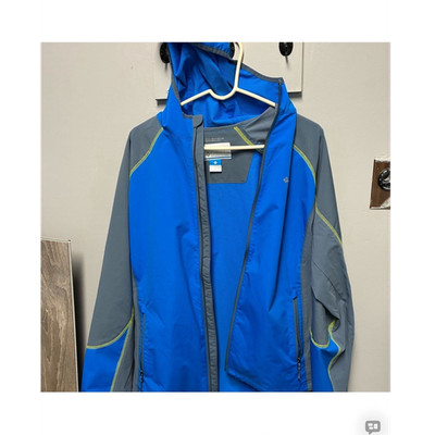 Columbia Jacket Mens L Blue Gray Omni-Shield Hooded Full Zip Pockets