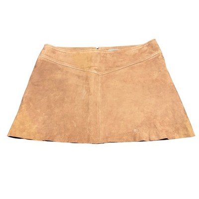 Reformation Devon Lee Carlson Mini Skirt Suede Women's 10 Leather Brown