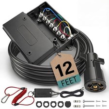 7 Pin Trailer Wiring Harness, 7 Way Trailer Wiring Kit 12FT with junction box 