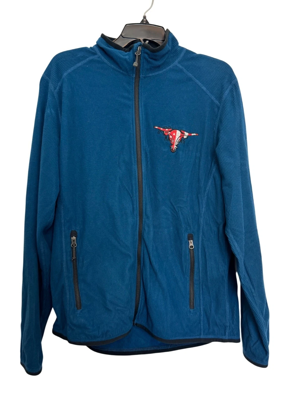 Eddie Bauer Full-Zip Fleece Jacket Men’s M Blue Lightweight Embroidered Design W