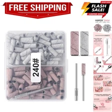 110pcs Small Sanding Bands Nail Drill Bits with 3.1mm Mandrel Nail Bit, 240 F...