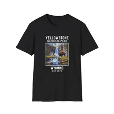 Yellowstone National Park Graphic T-Shirt, Bison Waterfall Tee, National Park
