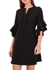 Vince Camuto Womens Black Ruffled Shift Dress M