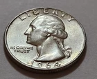 1964 Washington Quarter • AU Slider Look 90% Silver • Strong Detail NMM    X34