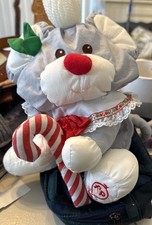 1987 Fisher Price Puffalump Gray Mouse Christmas Candy Cane Plush Stuffed