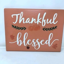 Fall Decor For Home "Thankful And Blessed" Autumn Wooden Sign Solid Wood 10x15
