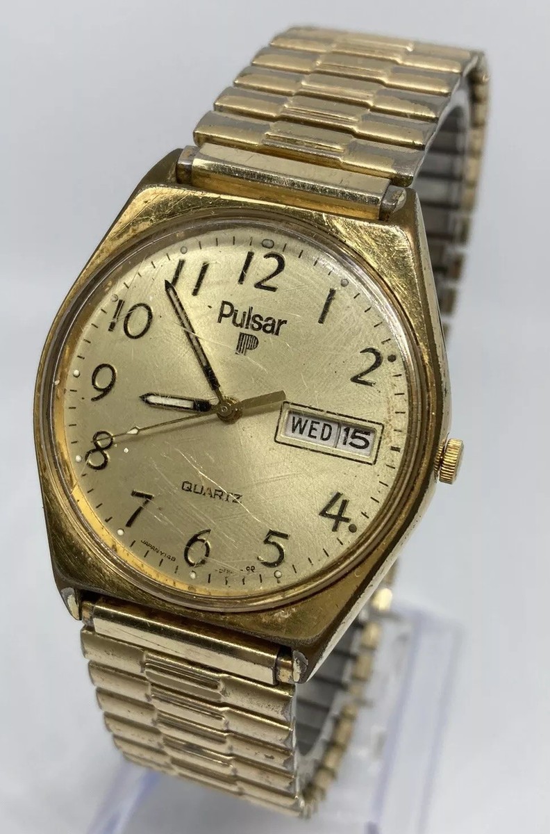 PULSAR（by SEIKO） Vintage Pulsar Seiko Gold Tone Men's DayDate Classy Elegant