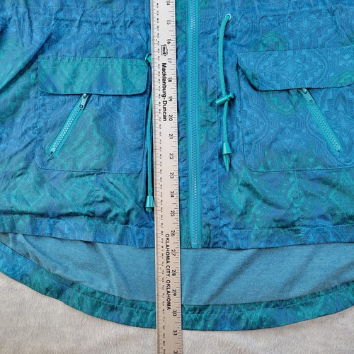 Mossimo Supply Co Jacket Water Resistant Hooded Blue/Green Print Womens XL - Picture 5 of 11