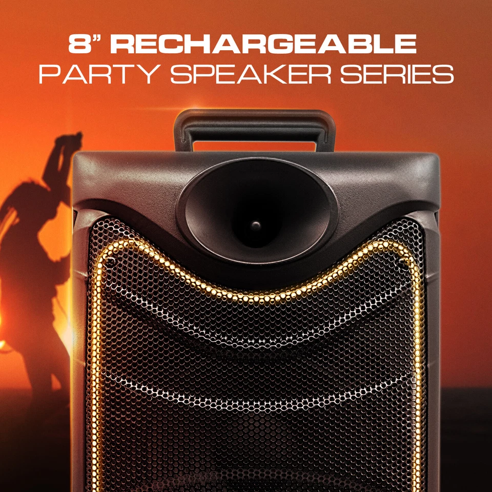 SP-850RBT 8" Bluetooth Party Speaker 1350W, LED Lights, Remote, Mic Included - Image 4 of 4