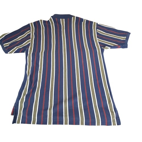 Vintage Tommy Hilfiger Polo Shirt Mens XL Striped Navy Red Green Cotton Casual - Picture 3 of 7