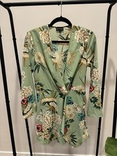 Pretty Little Thing Green Faux Wrap Dress Floral Pattern Size 10 