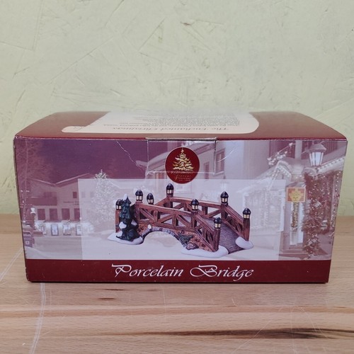 Enchanted Forest Christmas Porcelain Wooden Bridge 2006 Menard, Inc 7"x4"x3" - Picture 2 of 16