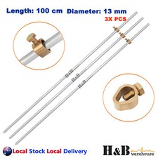 3 pcs Electric Fence Earth Rod Galvanised Steel Grounding Spike Stake BrassClamp