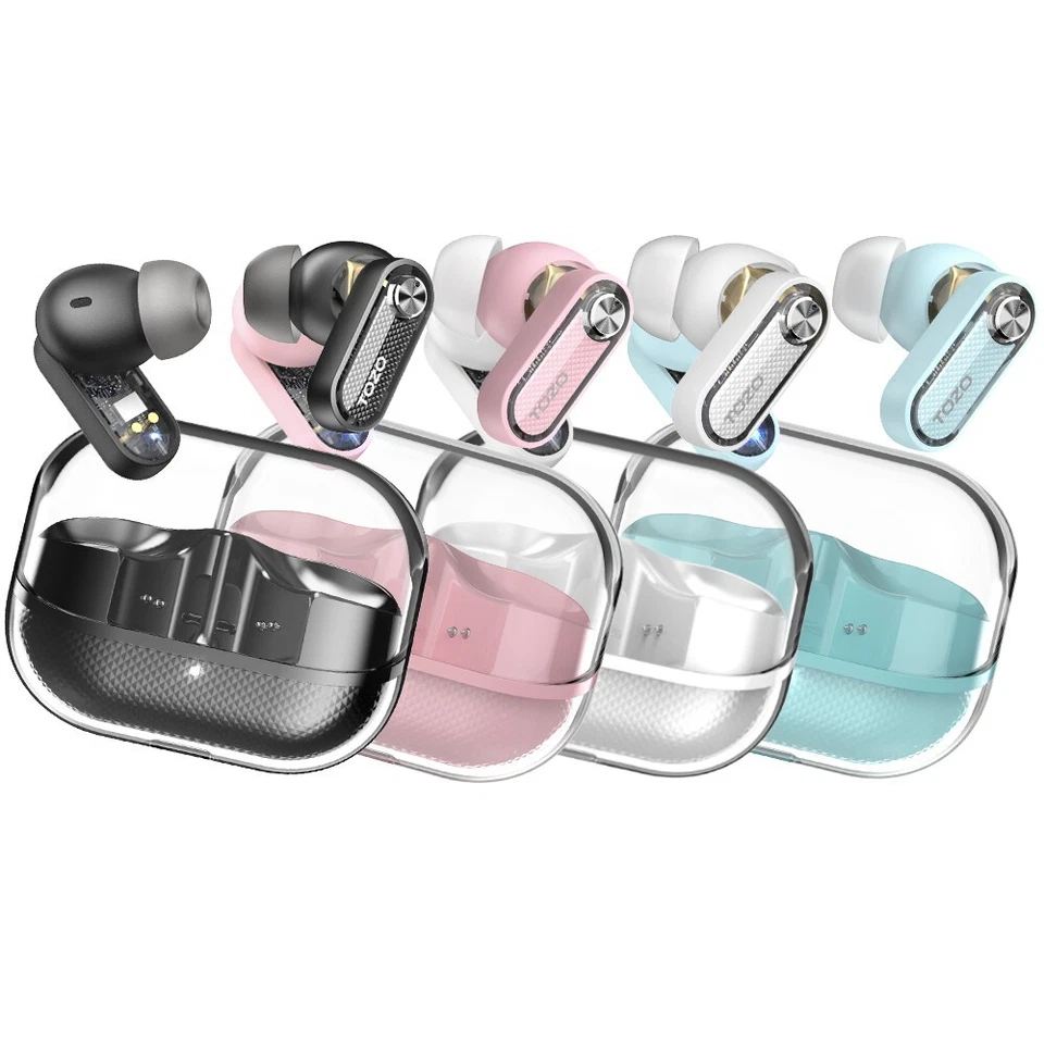 TOZO Crystal Pods Wireless Earbuds with 4 Mics ENC AI Clear Calls Bluetooth 5.4
