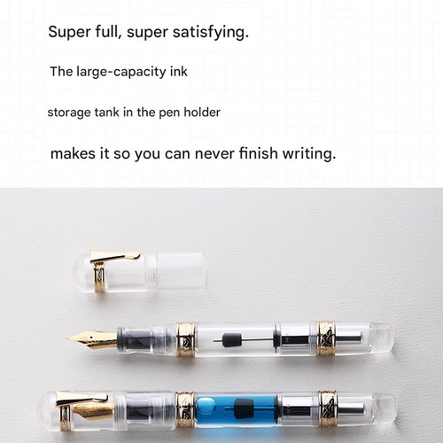 MAJOHN C5 Acrylic Fountain Pen Large Ink Capacity Writing Pen EF/F/M Nib New - Picture 6 of 9