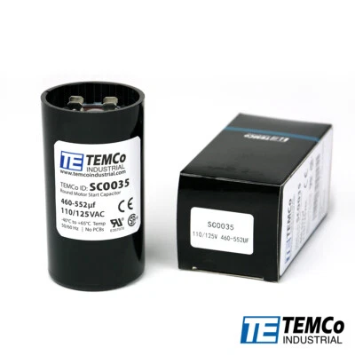 TEMCo 460-552 uf/MFD 110-125 VAC volts Round Start Capacitor 50/60 Hz -Lot-1