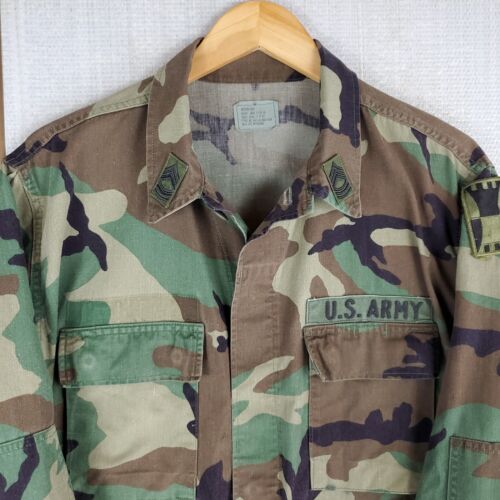 U.S. ARMY Size Medium Tall Mens Master Sargeant Woodland Camo Jungle M65 Jacket - Afbeelding 1 van 12