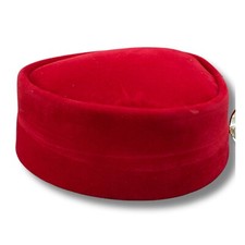 Kids Red, Black Velvet Cap, Traditional Ceremonial Skull Male Kids Hat 18"