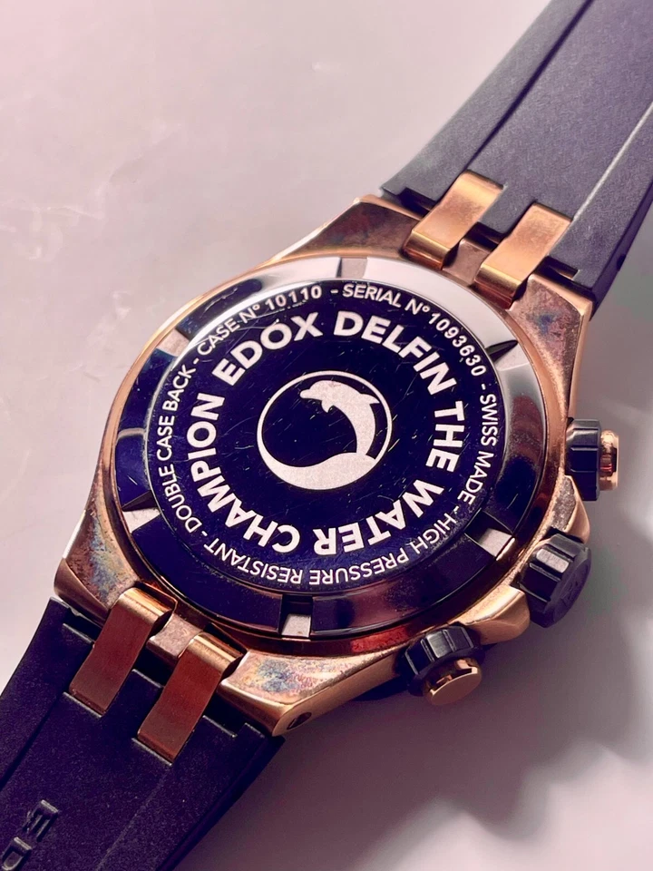 Edox Delfin Chronograph Rosegold/Stainless 43mm Quartz Watch 10110 357RNCA NIR - Image 2 of 4