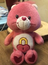 Care Bears Secret Bear 9  2004 Pink Plush Stuffed Animal Beanie Heart Lock