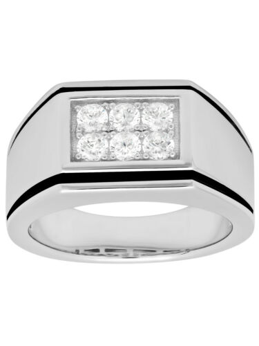 Men's Real 10K White Gold With Black IP White Cubic Zirconia Cluster Modern Ring - 第 1/5 張圖片