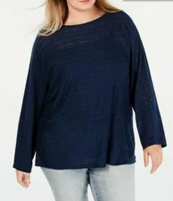 Style & Co PLUS SIZE Timeless Navy 2X Dolman-Sleeve Sweater NWT